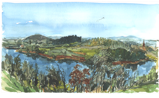 Aquarell Ökodorf Brdowin